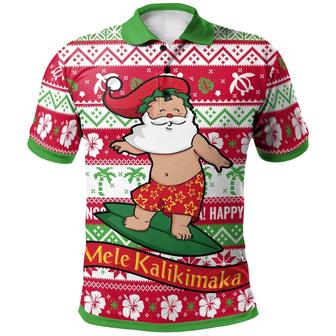 Hawaii Christmas Polo Shirt - Santa Surfing Funny Xmas Polo Shirt Men Women - Monsterry UK