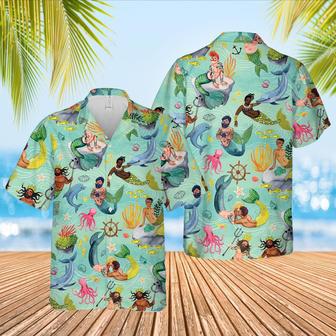 Hawaiian Aloha Shirts Cartoon Mermaid Pattern | Newhawaiianshirts CA