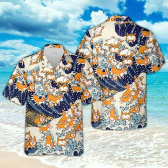 Hawaiian Aloha Shirts Corgi Dog Waves | Newhawaiianshirts AU