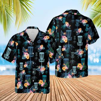 Hawaiian Aloha Shirts Disc Golf Floral On Black | Newhawaiianshirts UK