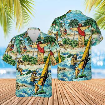 Hawaiian Aloha Shirts Funny Jesus Surfing | Newhawaiianshirts