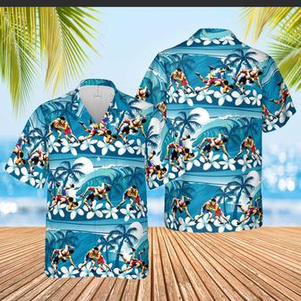 Hawaiian Aloha Shirts Wrestling Blue Waves | Newhawaiianshirts CA