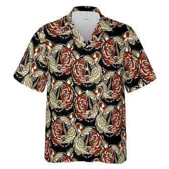 Hawaiian Camp Collar Short Sleeve Button-Down Hawaii Aloha Beach Shirt Tiger Faces | Newhawaiianshirts DE