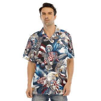 Hawaiian Camp Collar Short Sleeve Button-Down Shirt Eagles Americana, Independence Day Hawaii Shirt | Newhawaiianshirts AU