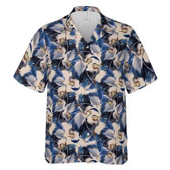 Hawaiian Camp Collar Short Sleeve Button-Down Shirt Heron Dance | Newhawaiianshirts AU