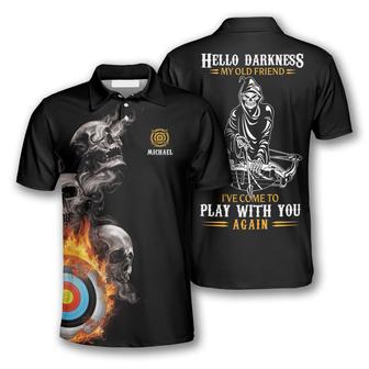 Hello Darkness My Old Friend Custom Archery Shirts For Men, Skull Fire Archery Shirt - Monsterry DE