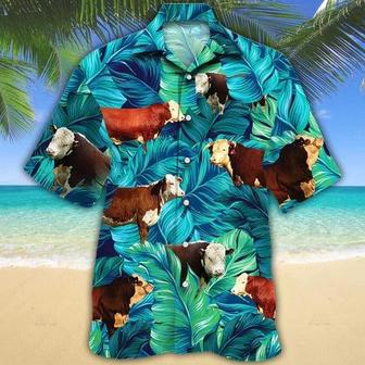 Hereford Cattle Lovers Hawaiian Shirt, Unisex Print Aloha Short Sleeve Casual Shirt | Newhawaiianshirts UK