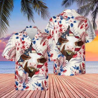 Hereford Face Hibiscus Flower All Over Printed Hawaiian Shirt | Newhawaiianshirts DE