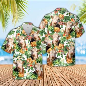 Hereford Pineapple Pattern Hawaiian Shirt, Farm Hawaiian Shirt, Farmer Hawaii | Newhawaiianshirts CA