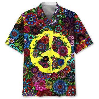 Hippie Flower Hawaiian Shirt, Colorful Hippie Floral Hawaii Beach Shirt, Summer Aloha Beach Shirts | Newhawaiianshirts AU