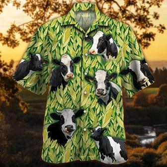 Holstein Friesian Cattle Lovers Corn Pattern Hawaiian Shirt, Cow Hawaiian Aloha Beach Shirt | Newhawaiianshirts DE