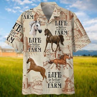 Horse Life Is Better On The Farm Hawaiian Shirt, Horse Hawaiian Shirts, Gift For Horse Lovers | Newhawaiianshirts AU