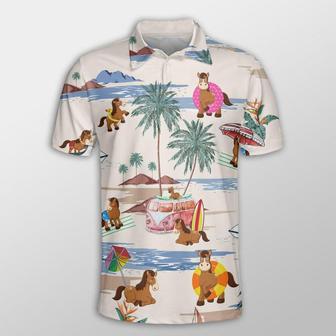 Horse Men Polo Shirts For Summer - Horse Summer Beach Pattern Button Shirts For Men - Perfect Gift For Horse Lovers, Cattle Lovers - Monsterry UK