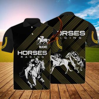 Horses Racing Personalized Name Polo Shirt Gift For Horse Lover Shirt - Monsterry DE