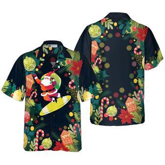 Hyperfavor Christmas Santa Surfing Hawaiian Shirt, Xmas Hawaiian Shirts | Newhawaiianshirts CA