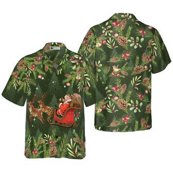 Hyperfavor Santa Santa Riding Sleigh Pattern Hawaiian Shirt, Christmas Shirts, Xmas Hawaiian Shirts | Newhawaiianshirts DE