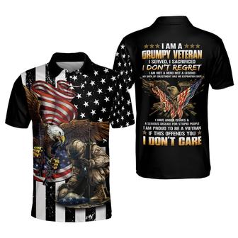 I Am Grumpy Veteran American Eagle Polo Shirt, Gift For Men Veteran Dad Grandpa Polo Shirt - Monsterry UK