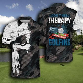 I Don’T Need Therapy I Just Need To Go Golfing Abstract Skull Polo Shirt Personalized Men Polo Golf Shirts - Monsterry