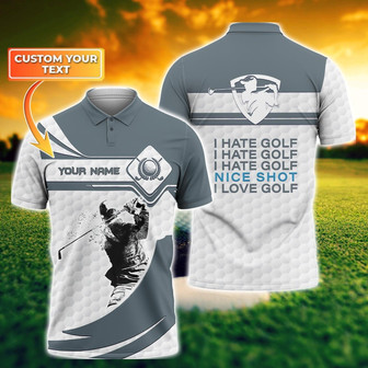I Love Golf Personalized Name Polo Shirt Golf Polo Shirt - Monsterry