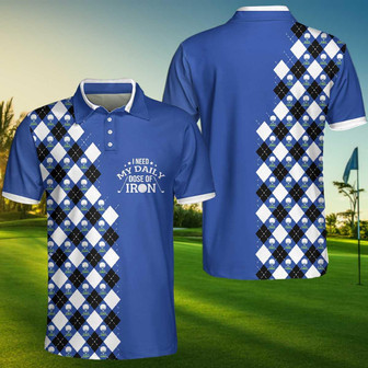 I Need My Daily Dose Of Iron Polo Shirt, Argyle Pattern Polo Shirt, Best Golf Shirt For Men Coolspod - Monsterry