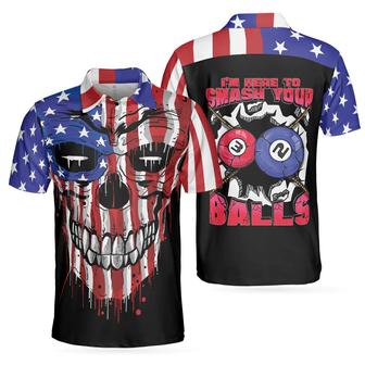 I'm Here To Smash Your Balls Billiards Shirt For Men Polo Shirt American Flag Shirt For Men Skull Shirt Design - Monsterry DE