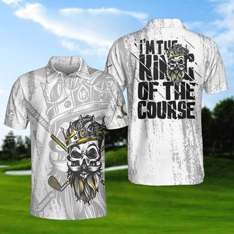 I'm The King Of The Course Golf Polo Shirt, Black And White Skull Golf Shirt For Men Coolspod - Monsterry AU