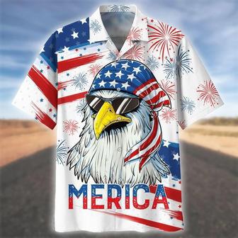 Independence Day Hawaiian Shirts, Cool Eagle American Flag Hawaii Beach Shirt For Summer, Happy Of July Hawaii Shirt Gift | Newhawaiianshirts DE