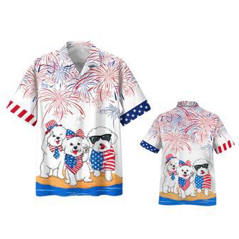 Independence In Coming Bichon Frise Alloha Hawaii Shirts For Men And Woman, American Usa Flag Hawaii Dog Shirts | Newhawaiianshirts