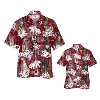 Irish Wolfhound Hawaiian Shirt, Dog Hawaiian Shirt Short Sleeve Red Tribal Pattern | Newhawaiianshirts DE