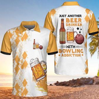 Just Another Beer Drinker With Bowling Addiction Polo Shirt, Funny Bowling Shirt For Beer Lovers Coolspod - Monsterry