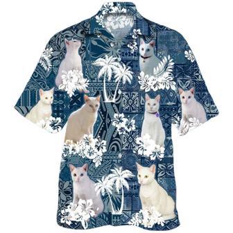 Khao Manee Hawaiian Shirt For Man And Woman, White Cat Hawaii Beach Shirts, Hawaiian Shirt Cat | Newhawaiianshirts DE