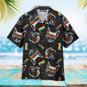 Kitten Puppy Faces With Glasses Lgbt Symbols Hawaiian Shirt, Pride Clothing | Newhawaiianshirts CA