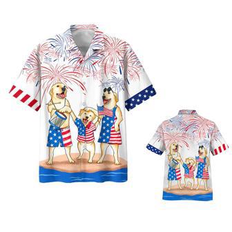 Labrador Family Hawaiian Shirt For Independence Day, Funny Dog Hawaii Beach Shirt, Cool Of July Present | Newhawaiianshirts AU