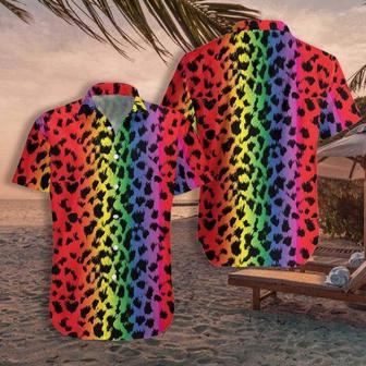 Leopard Skin Lgbt Hawaiian Shirt For Gaymer, Lesbian Hawaiian Shirt With Leopard Background | Newhawaiianshirts DE