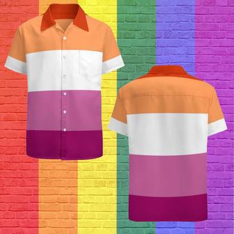 Lesbian Pride Flag Lgbtq Hawaiian Vintage Shirt Mens Button Down Plus Size Tropical Hawaii Beach Shirts | Newhawaiianshirts AU