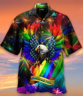 Lgbt Eagle American Pride Awesome Background Design Hawaiian Shirt | Newhawaiianshirts