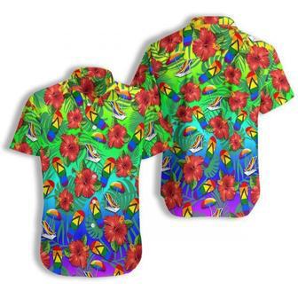 Lgbt Flower Colorful Hawaiian Shirt, Gay Hawaiian Shirts, Flower Hawaiian Shirt For Lesbian | Newhawaiianshirts CA