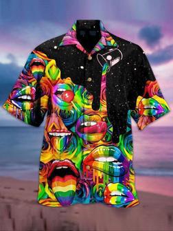 Lgbt Hawaiian Shirt Lgbt Rainbow Color Mouths Candy Graphic Design Hawaii Aloha Shirt | Newhawaiianshirts