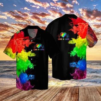 Lgbt Hawaiian Shirt Love Is Love Heartbeat Rainbow Smoke Hawaiian Aloha Shirt | Newhawaiianshirts AU