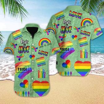 Lgbt Love Is Love Hawaiian Shirt, Love Wins Pride Rainbow Hawaiian Shirt, Gift To Couple Lesbian | Newhawaiianshirts