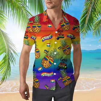 Lgbt Pride Hawaiian Shirts For Gaymer And Lesbian Couple, Pride Hawaiian Gifts, Pineapple Pride Hawaiian Shirt For Lgbtq | Newhawaiianshirts CA