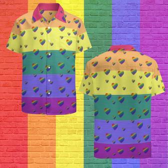 Lgbt Pride Rainbow Flag And Hearts Pattern Hawaiian Vintage Shirt Mens Button Down Tropical Hawaii Beach Shirts | Newhawaiianshirts UK