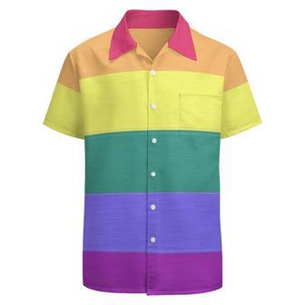 Lgbt Pride Rainbow Flag Pattern Proud Lgbtq Hawaiian Vintage Shirt Mens Button Down Tropical Hawaii Beach Shirts | Newhawaiianshirts UK