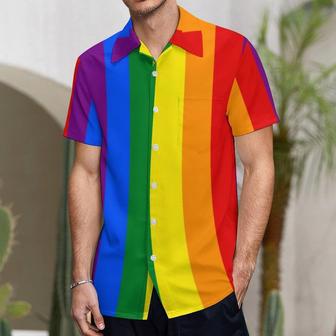 Lgbt Rainbow Gay Pride Flag Hawaiian Vintage Shirt Mens Button Down Plus Size Tropical Hawaii Beach Shirts | Newhawaiianshirts DE