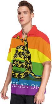 Lgbt Rainbow Rattlesnake Men's Hawaiian Shirt Short Sleeves Button Down Aloha Shirts Beach Lgbtq | Newhawaiianshirts AU