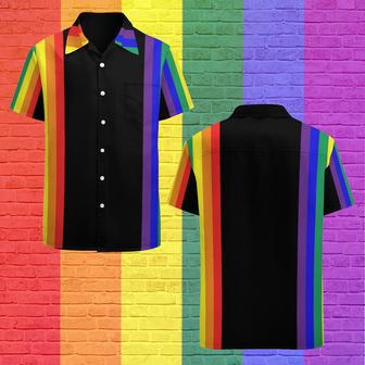 Lgbt Stripes Hawaiian Vintage Shirt Mens Button Down Plus Size Tropical Hawaii Beach Shirts | Newhawaiianshirts UK