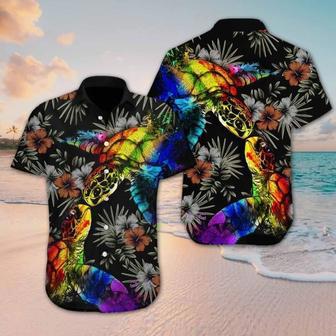 Lgbt Turtle Flower Hawaiian Shirt, Hawaiian Shirt Gay, Pride Hawaiian Shirt | Newhawaiianshirts CA