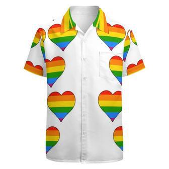 Lgbtq Rainbow Heart Gay Pride Cute Hawaiian Vintage Shirt Mens Button Down Plus Size Tropical Hawaii Beach Shirts | Newhawaiianshirts