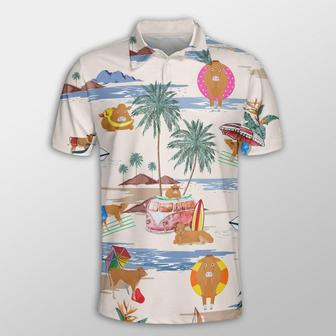 Limousin Men Polo Shirts For Summer - Limousin Summer Beach Pattern Button Shirts For Men - Perfect Gift For Limousin Lovers, Cattle Lovers - Monsterry