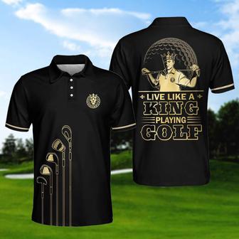 Live Like A King Playing Golf Black And Gold Polo Shirt, Luxury Golfer Polo Shirt, Best Golf Shirt For Men Coolspod - Monsterry AU